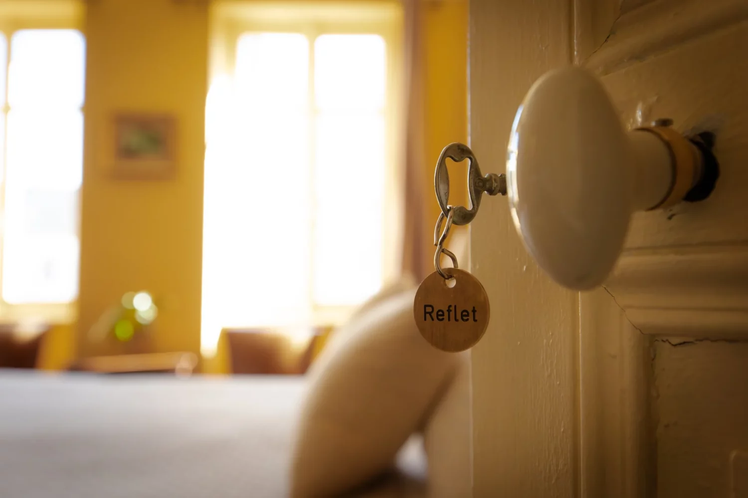 Sleuteldetail van kamer Reflet bij La Joyeuse